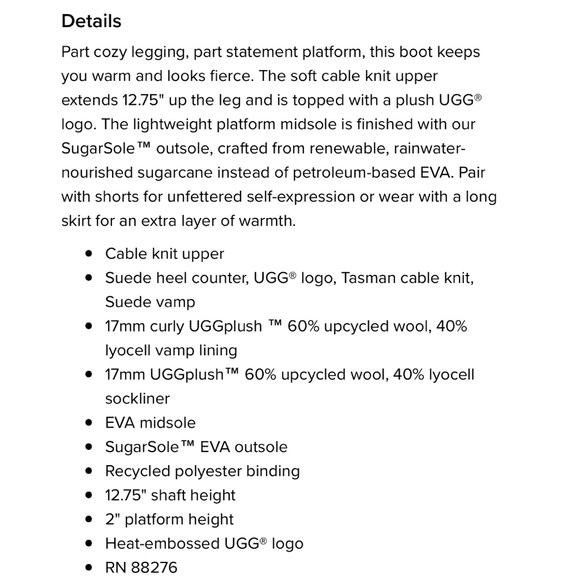 UGG Cable Sweater Letter Platform Shearling Lined Suede Boot Womens 8.5 9 40 - Picture 4 of 17